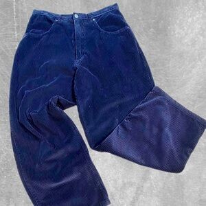 Vintage Cobalt blue wide wale corduroy pants men’s trousers loose relaxed fit 33